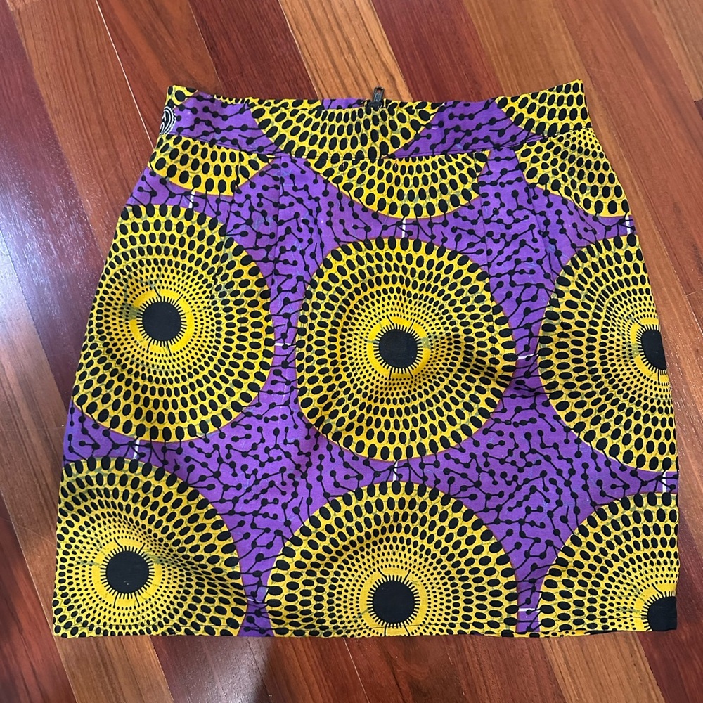 Vintage Ankara Wax Print Skirt – Bold Geometric Pattern